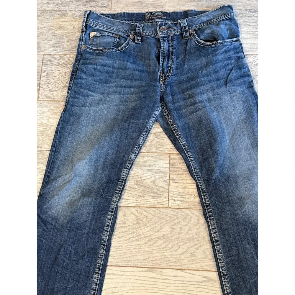 Silver Jeans Zac 36x32 Mens 36 x 32 Blue Relaxed Straight Leg Denim Western